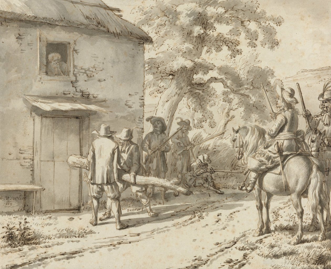 Soldados forzando una puerta, 1669 de Adriaen van de Velde
