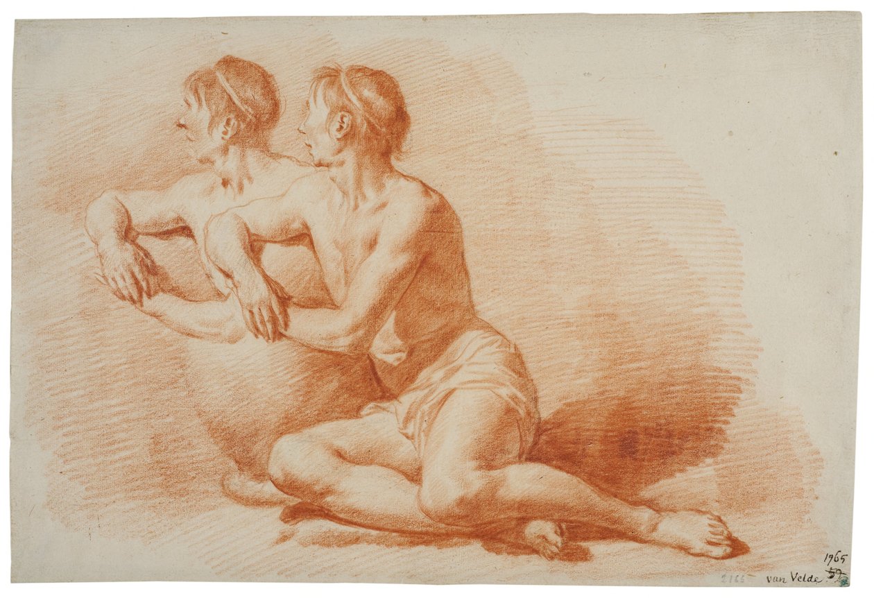 Estudio de un desnudo masculino sentado en el suelo de Adriaen van de Velde