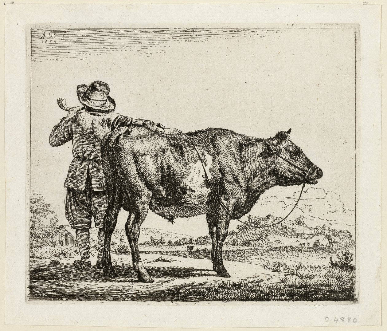 El pastor y el toro de Adriaen van de Velde