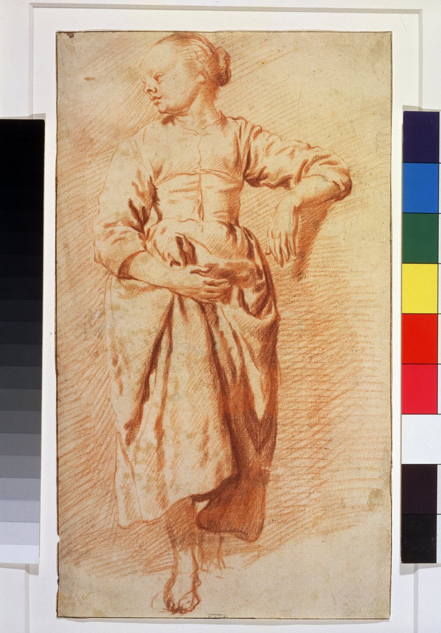 Mujer vestida de campesina. 1670-1675 (tiza) de Adriaen van de Velde