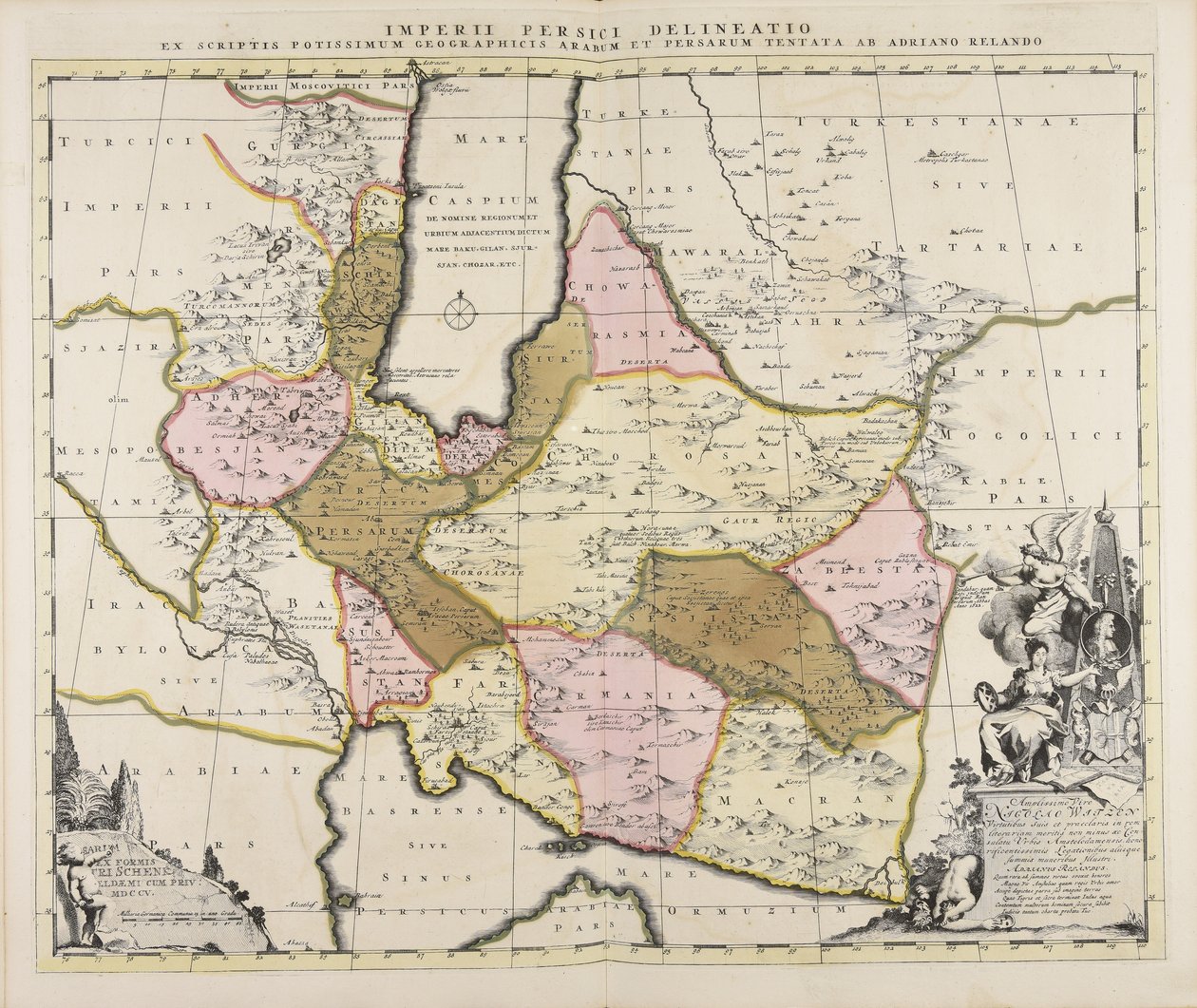 Delineación del Imperio Persa basada principalmente en escritos geográficos árabes y persas por Adriano Relando de Adrian Reeland