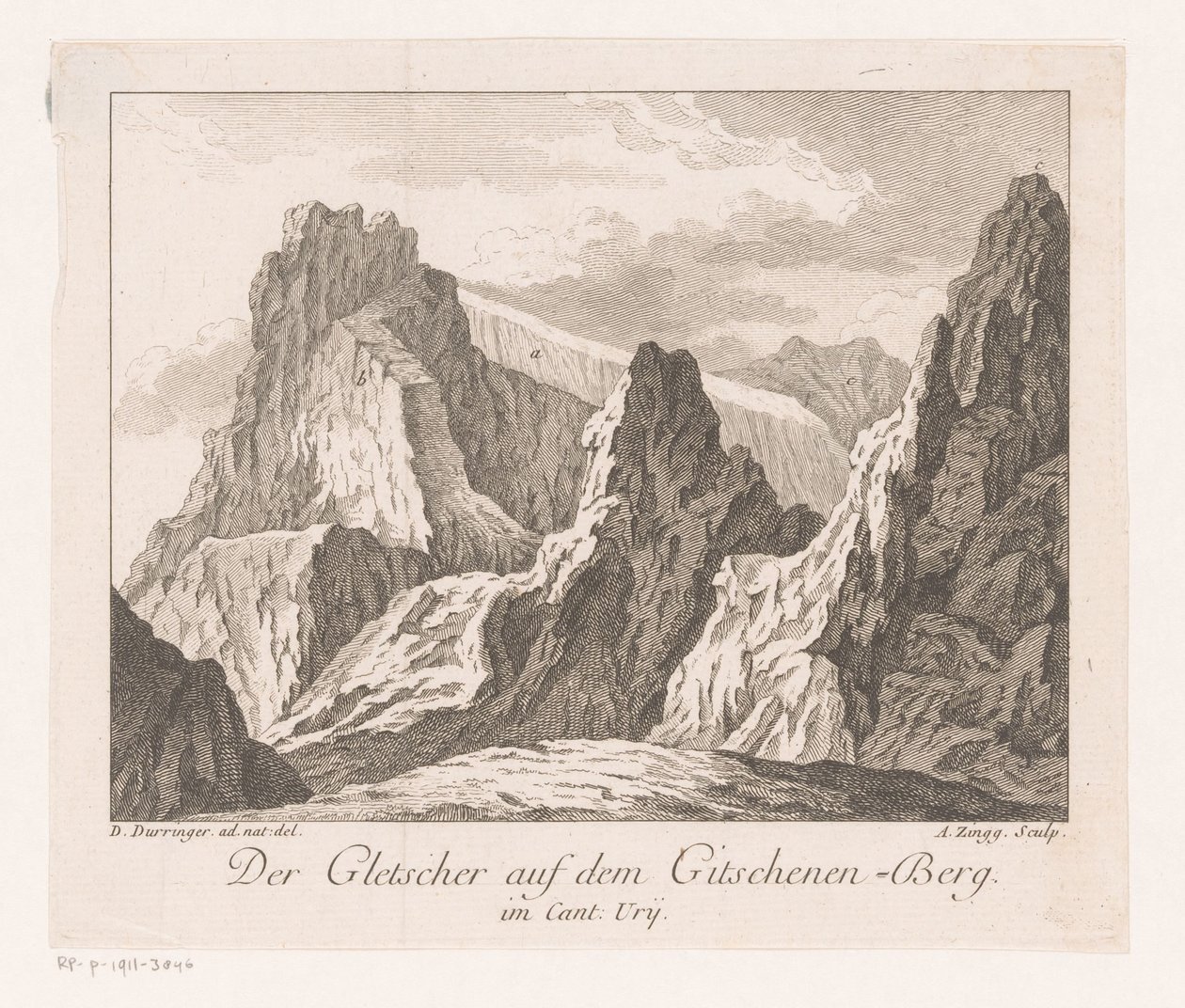 Vista de un glaciar en los Alpes Der Gletscher auf dem Gitschenen-Berg (título sobre el objeto) de Adrian Zingg