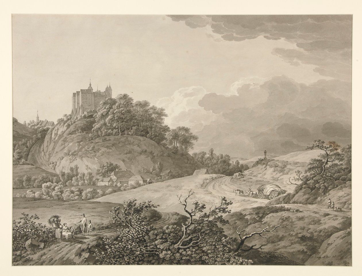 Vista del castillo de Nossen en Sajonia de Adrian Zingg
