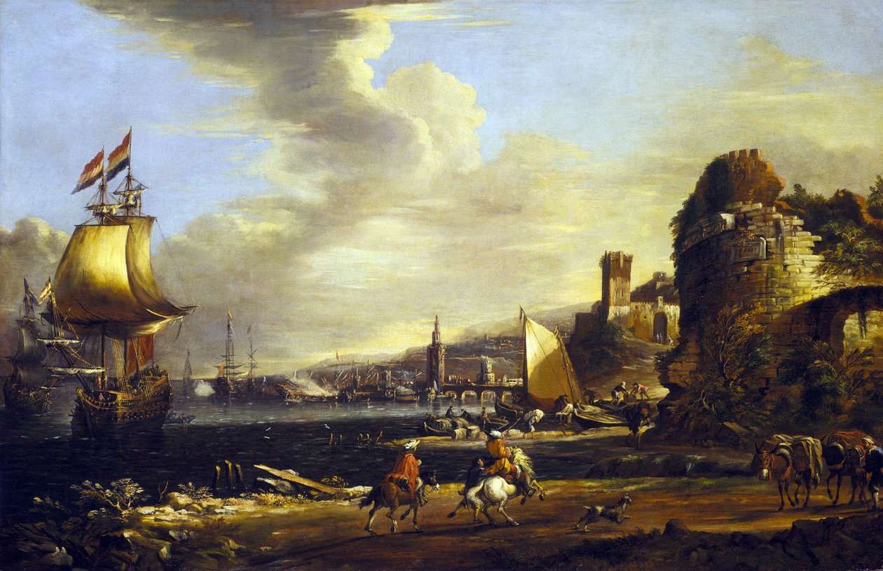 El puerto de Génova, c.1660 (óleo sobre lienzo) de Adrian van der Cabel