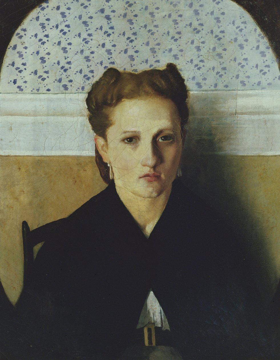 Retrato de la esposa del artista (óleo sobre lienzo) de Adriano Cecioni