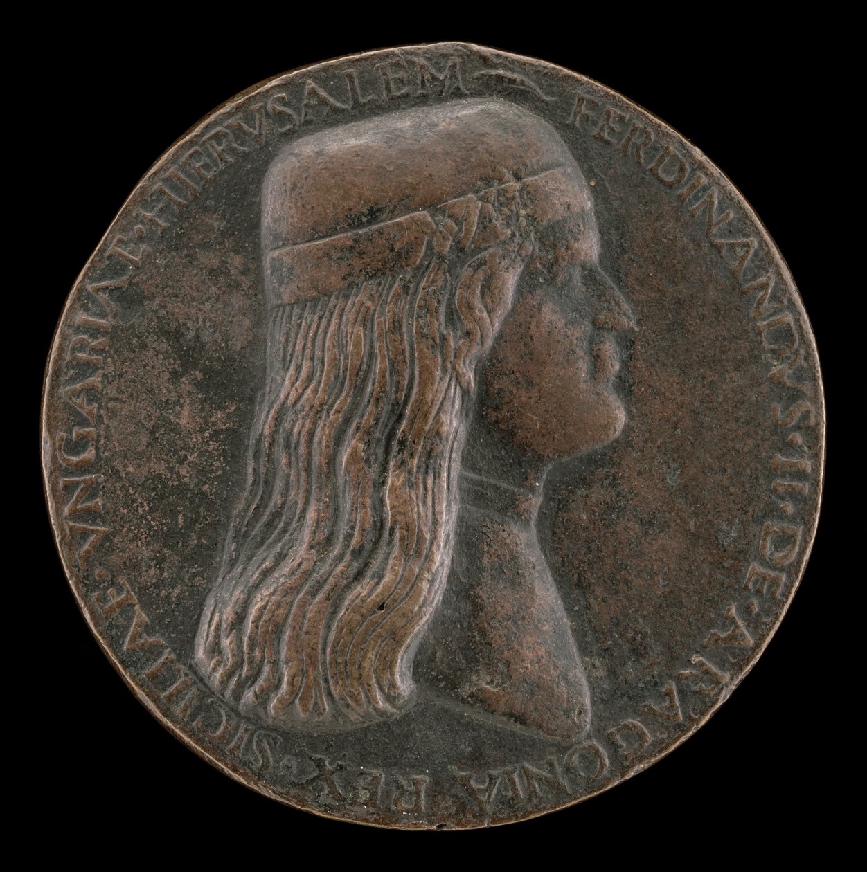 Fernando II de Aragón, fallecido en 1496, Príncipe de Capua y Rey de Nápoles 1495 [anverso], 1495 de Adriano Fiorentino