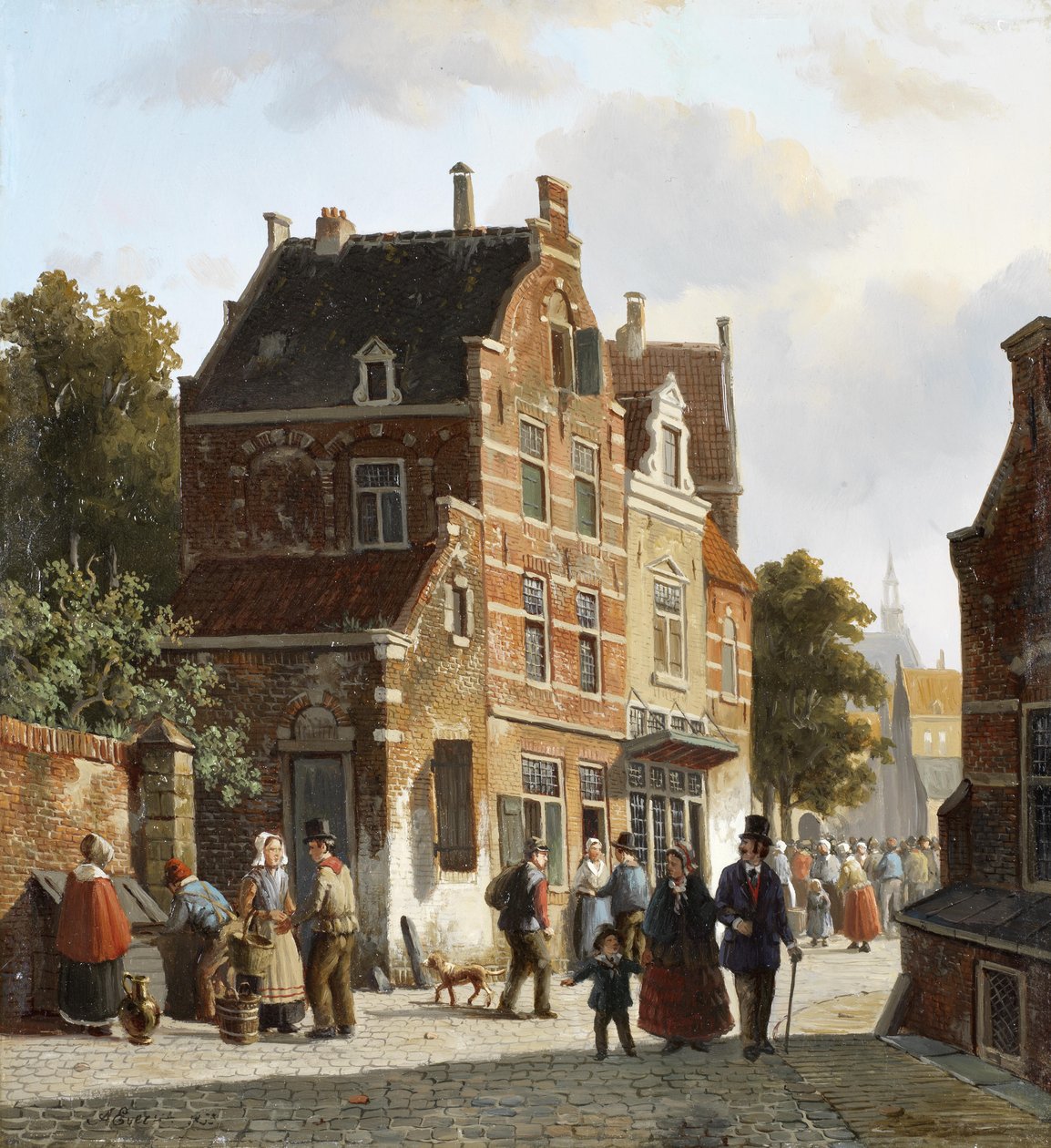 Figuras en una calle concurrida de Adrianus Eversen