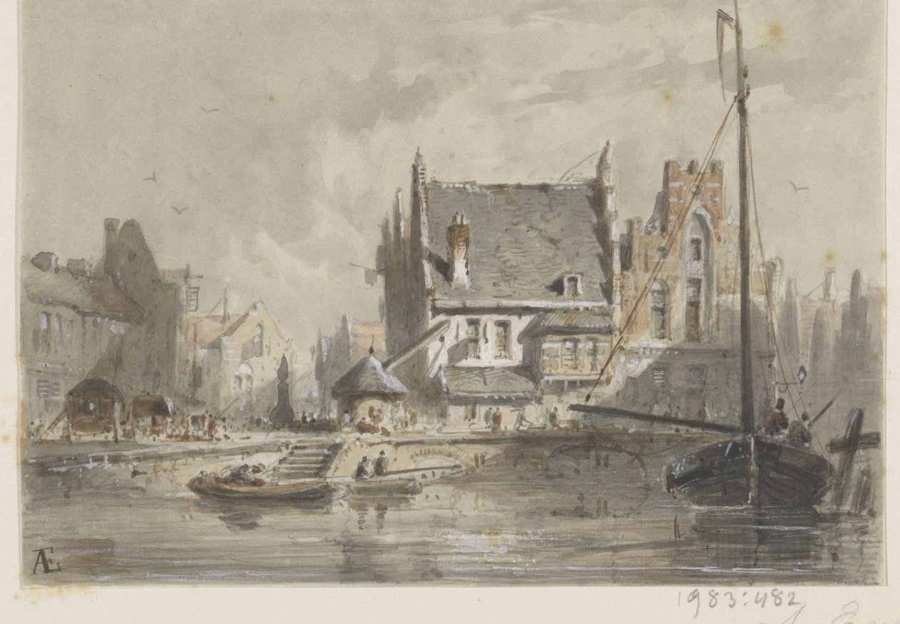 Vista de Brujas de Adrianus Eversen (signed by artist)