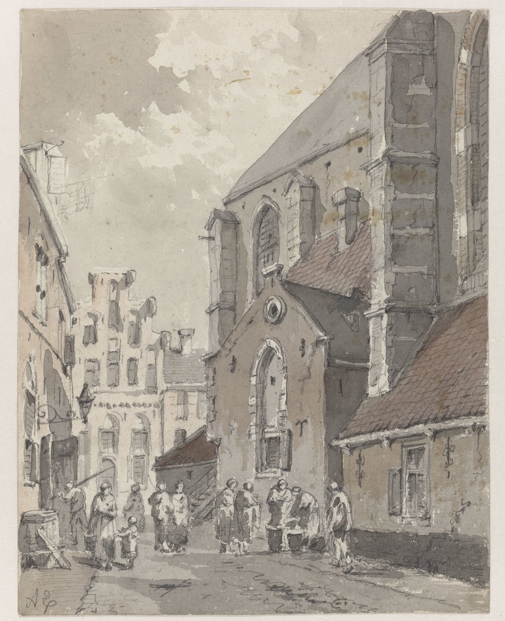 Vista de Amersfoort, a la derecha parte de la iglesia de St. Joris de Adrianus Eversen