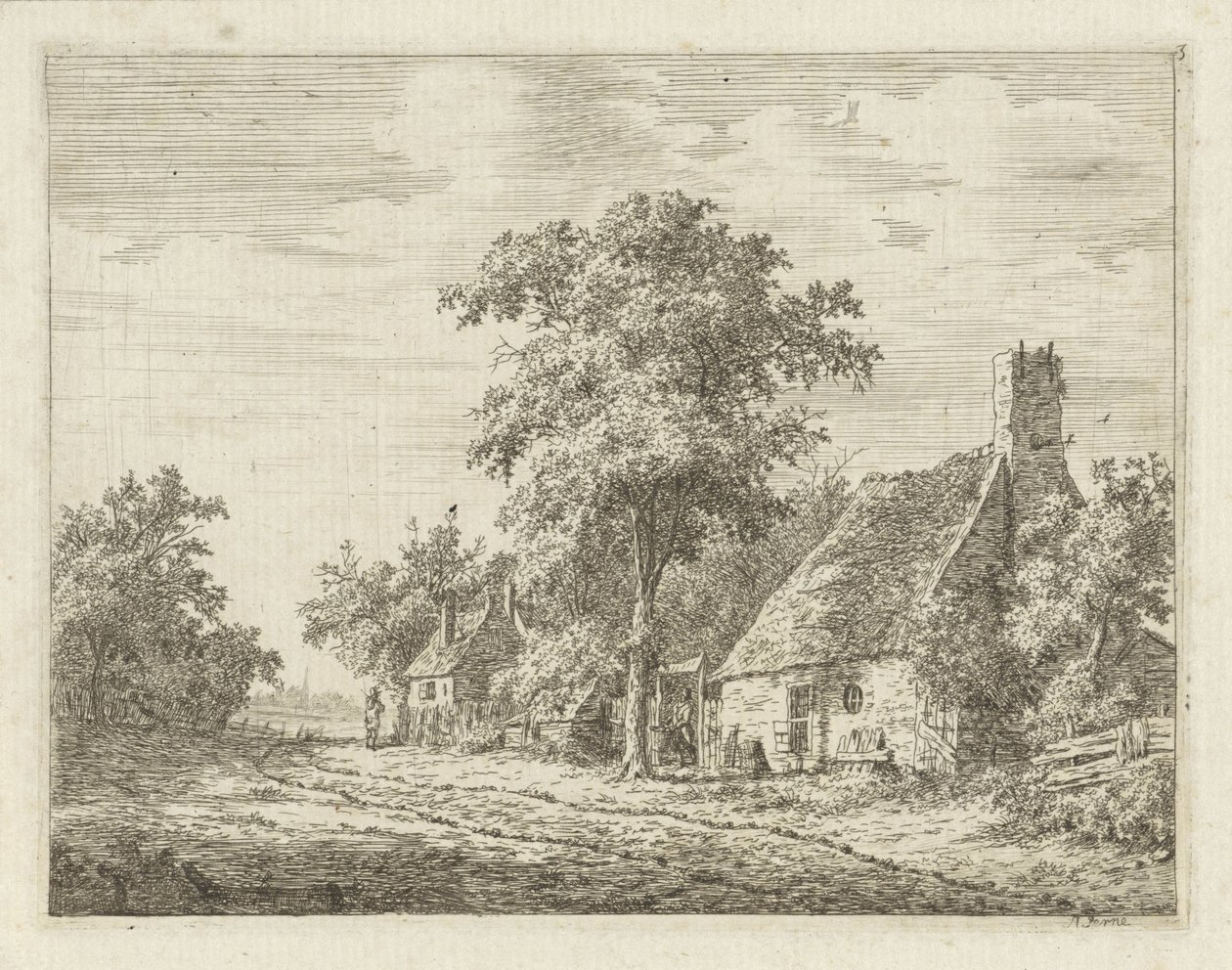 Dos casas a lo largo de un camino de Adrianus Serné