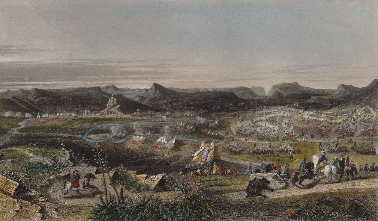 Batalla de Almansa el 25 de abril de 1707, grabado por Ed. Chavane de Adrien Dauzats