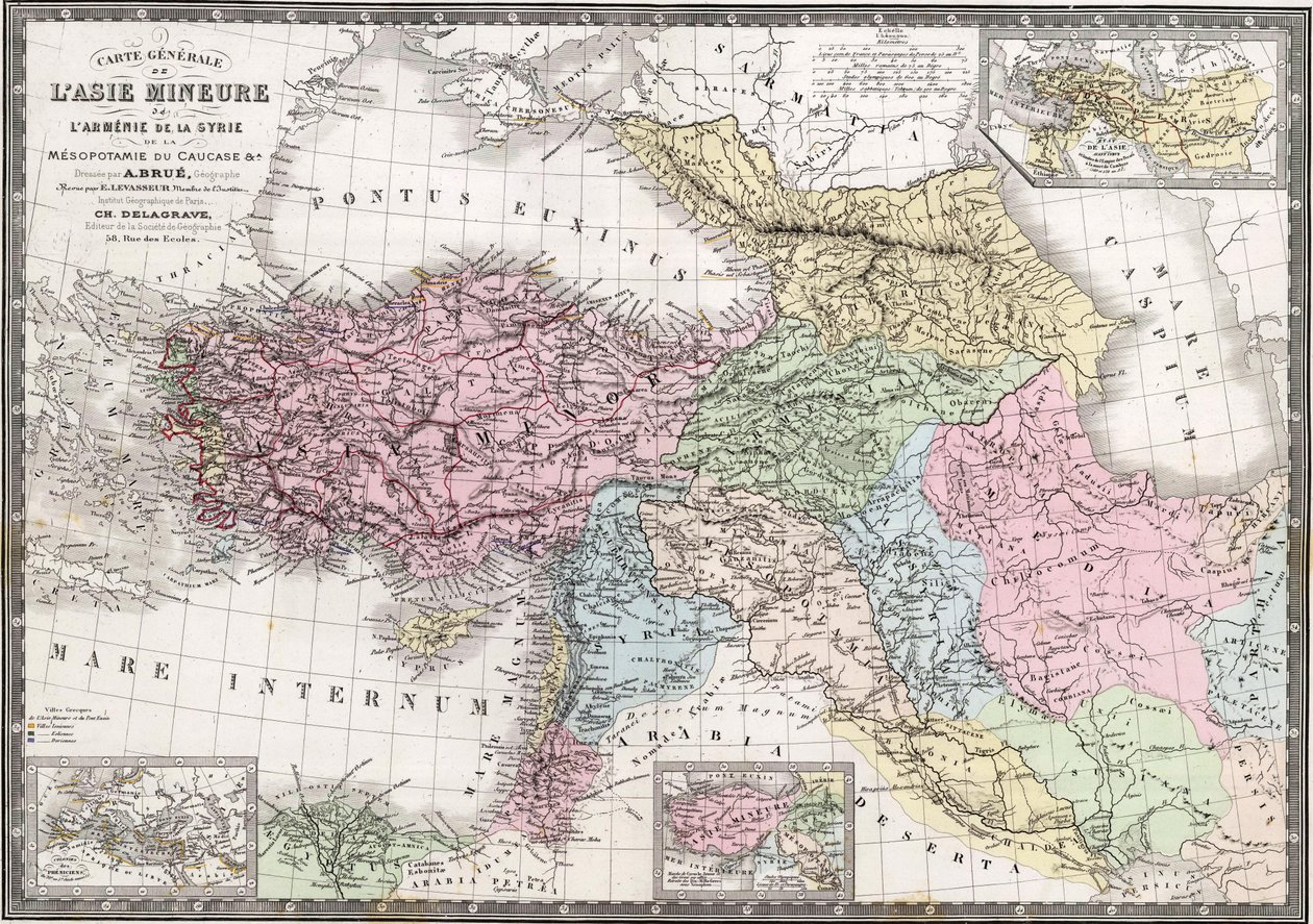 Mapa General de Asia Menor, Armenia, Siria, Mesopotamia y el Cáucaso de Adrien Hubert Brué