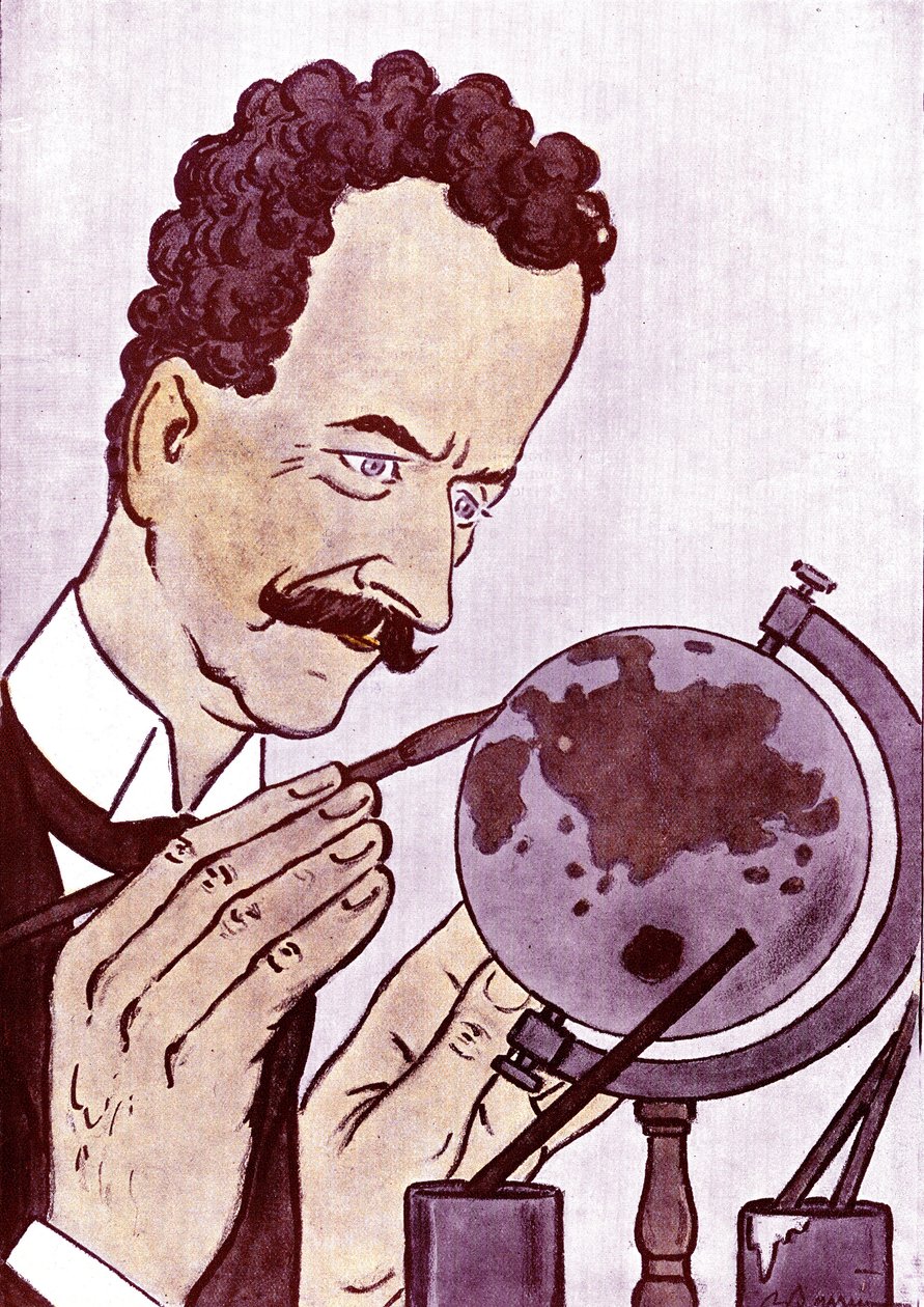 Caricatura de Philippe Berthelot (1866-1934) Político y diplomático francés - dibujo de Adrien Barrere (1877-1931) de Fantasio de Adrien Barrere