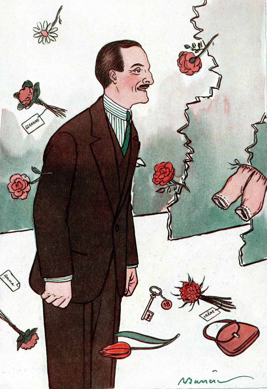 Caricatura del cómico francés Victor Boucher (1877-1942) - Dibujo de Adrien Barrere (1877-1931) de Fantasio de Adrien Barrere
