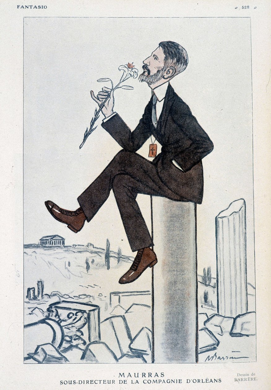 Charles Maurras, político y escritor francés (1868-1952), subdirector de la campaña de Orleans - Ilustración de Adrien Barrere (1877-1931) en “Fantasio” del 15/05/1923 de Adrien Barrere