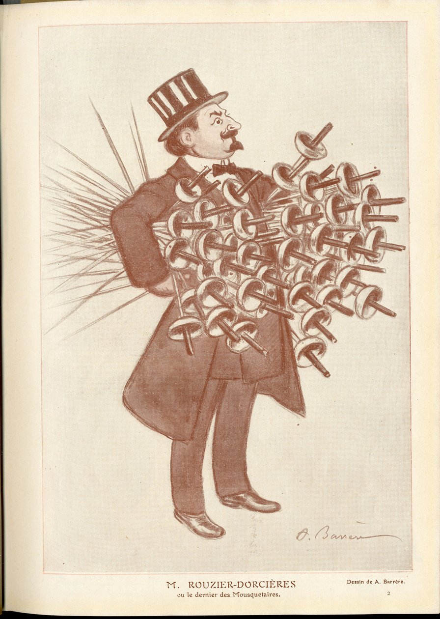 Fantasio, ca. 1912_4_1 - Ilustración de A Barrere (1874-1931): Esgrima - Rouzier Dorcieres de Adrien Barrere