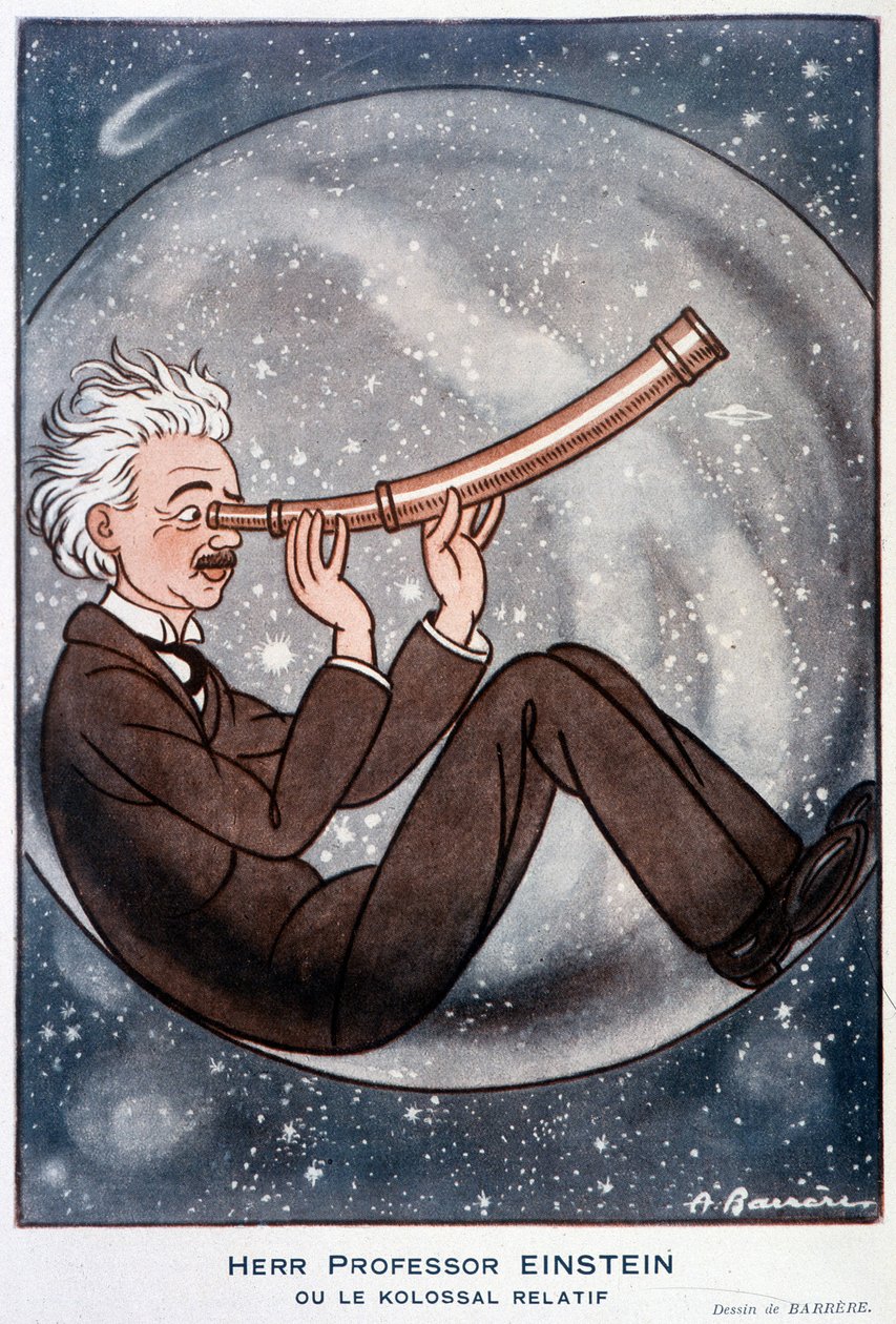 Herr profesor Einstein o el relativo Kolossal - Ilustración de Adrien Barrere (1877-1931) en “Fantasio” del 01/03/1931 de Adrien Barrere