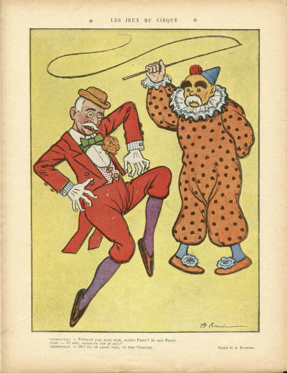 Ilustración de A Barrere (1874-1931) en Le Rire, 22/02/13 - Juegos de Circo - Clemenceau George, Pams Jules (1852-1930), Circo, Carnaval/Juego/Circo de Adrien Barrere