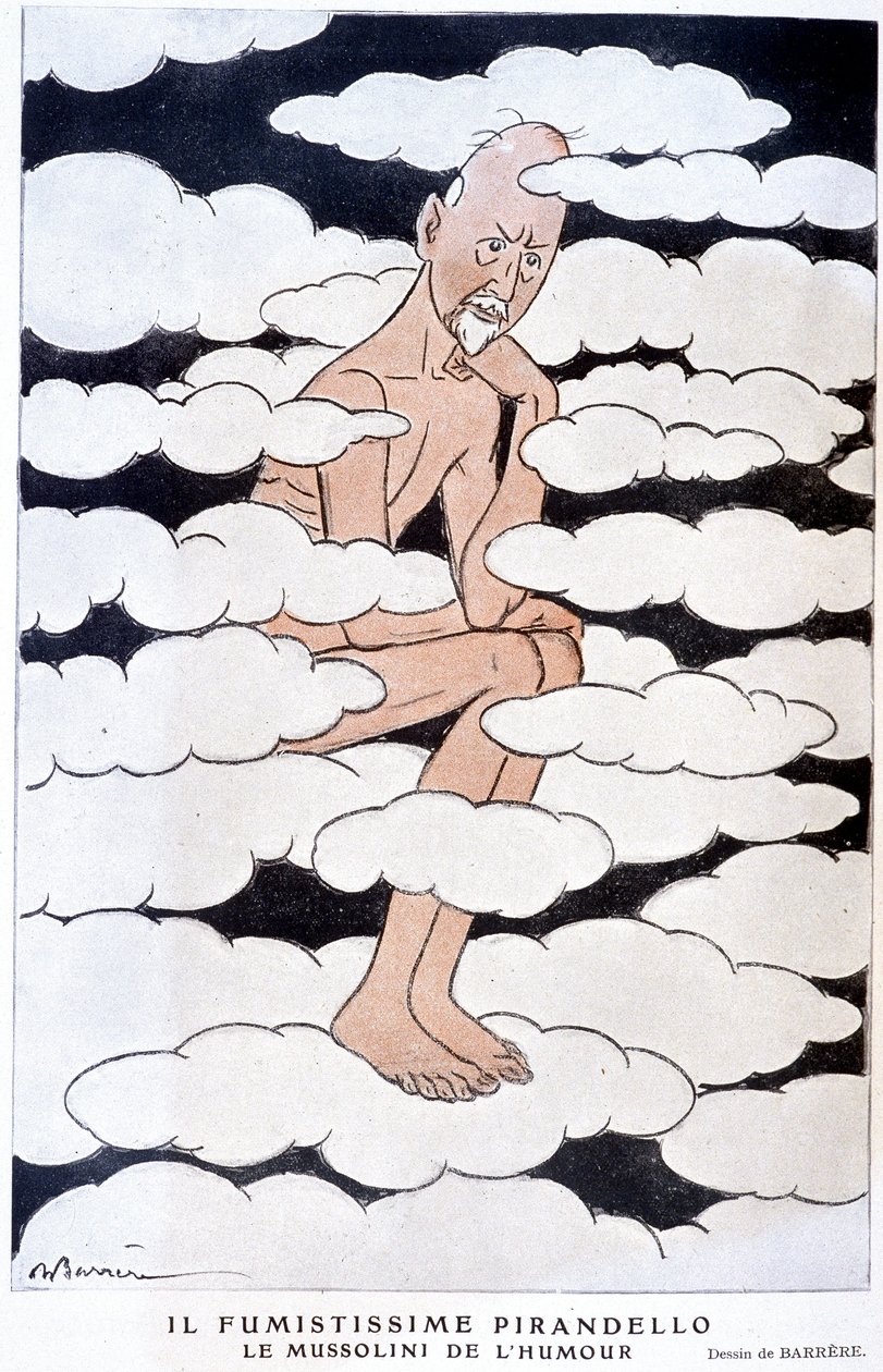 Retrato de Luigi Pirandello (1867 - 1936), dramaturgo italiano - Ilustración de Adrien Barrere (1877-1931) en “Fantasio” del 01/08/1925 de Adrien Barrere