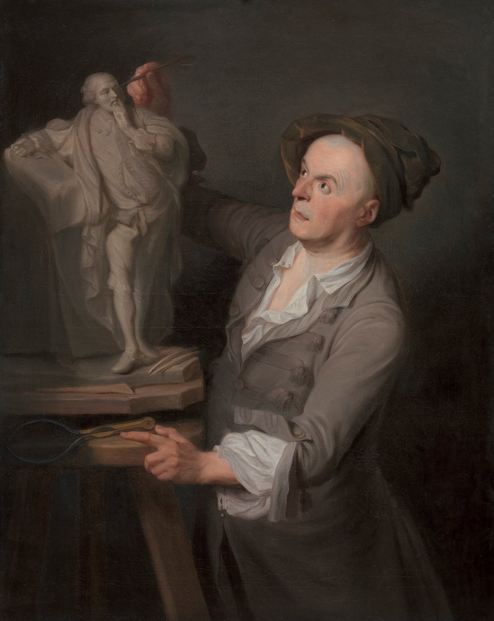 Louis-Francois Roubiliac modela su monumento a Shakespeare de Adrien Carpentiers