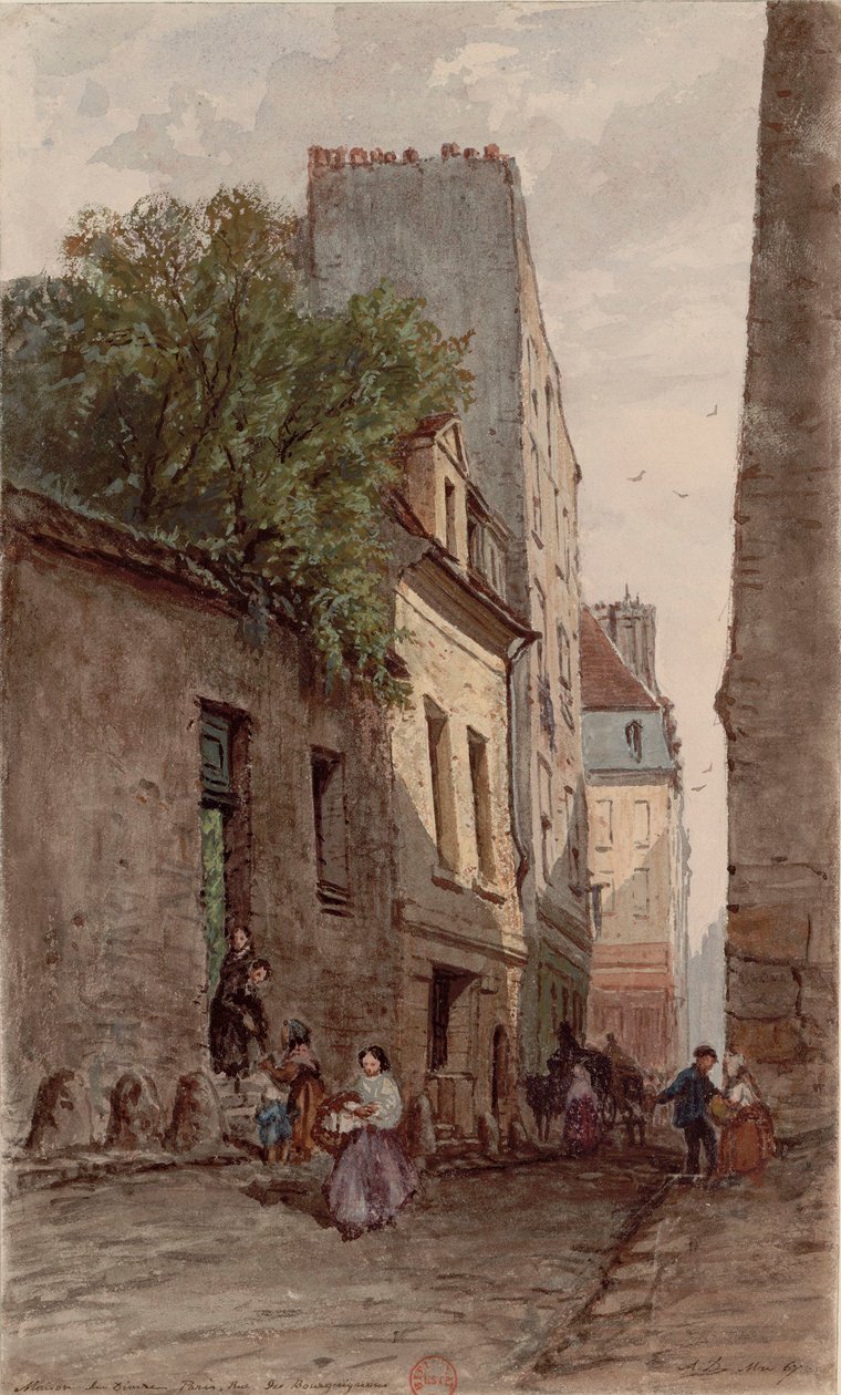 Casa del diácono François de Pâris (1690-1727), París, calle de Bourguignons (actual bulevar de Port-Royal). Dibujo de Adrien Dauzats (1804-1868) de Adrien Dauzats