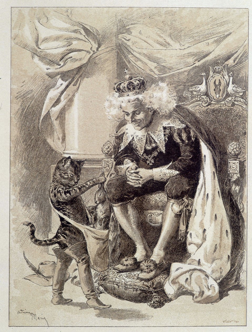 El Gato con Botas - en “Les Contes de Fées” de Charles Perrault, ilustraciones de Adrien Marie de Adrien Emmanuel Marie