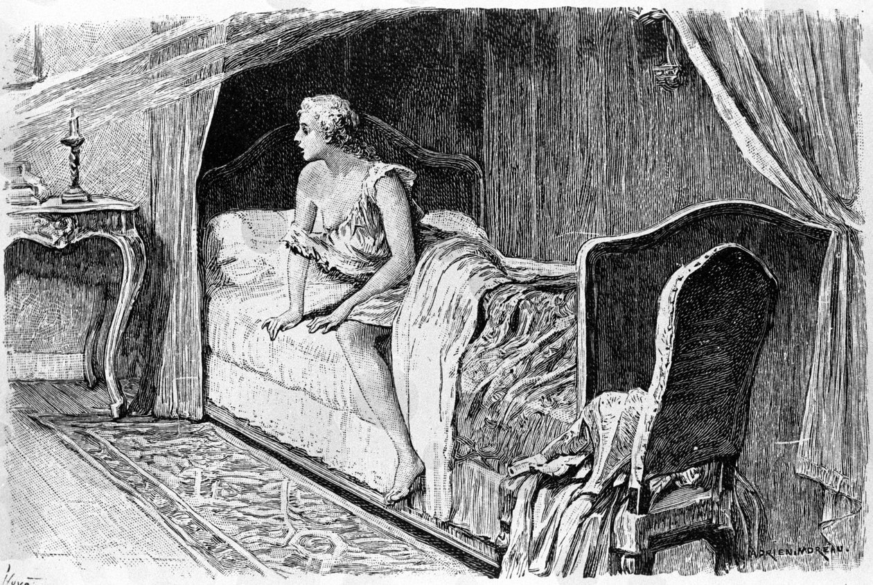 Grabado de Adrien Moreau (1843-1906) ilustrando “Cándido” de Francois Marie Arouet dit Voltaire (1694-1778) de Adrien Moreau