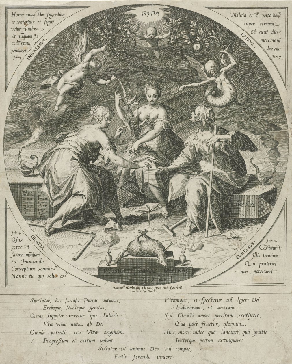 De drie schikgodinnen Possess Your Souls (título en el objeto) de Egidius  Sadeler (II)