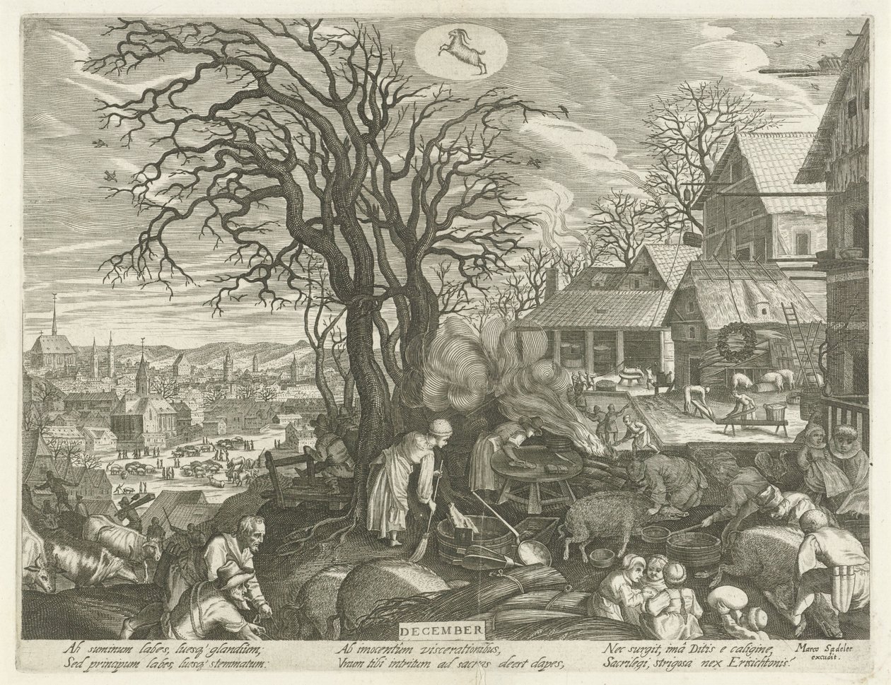 Diciembre (título sobre objeto) Los doce meses (título de la serie) de Egidius  Sadeler (II)
