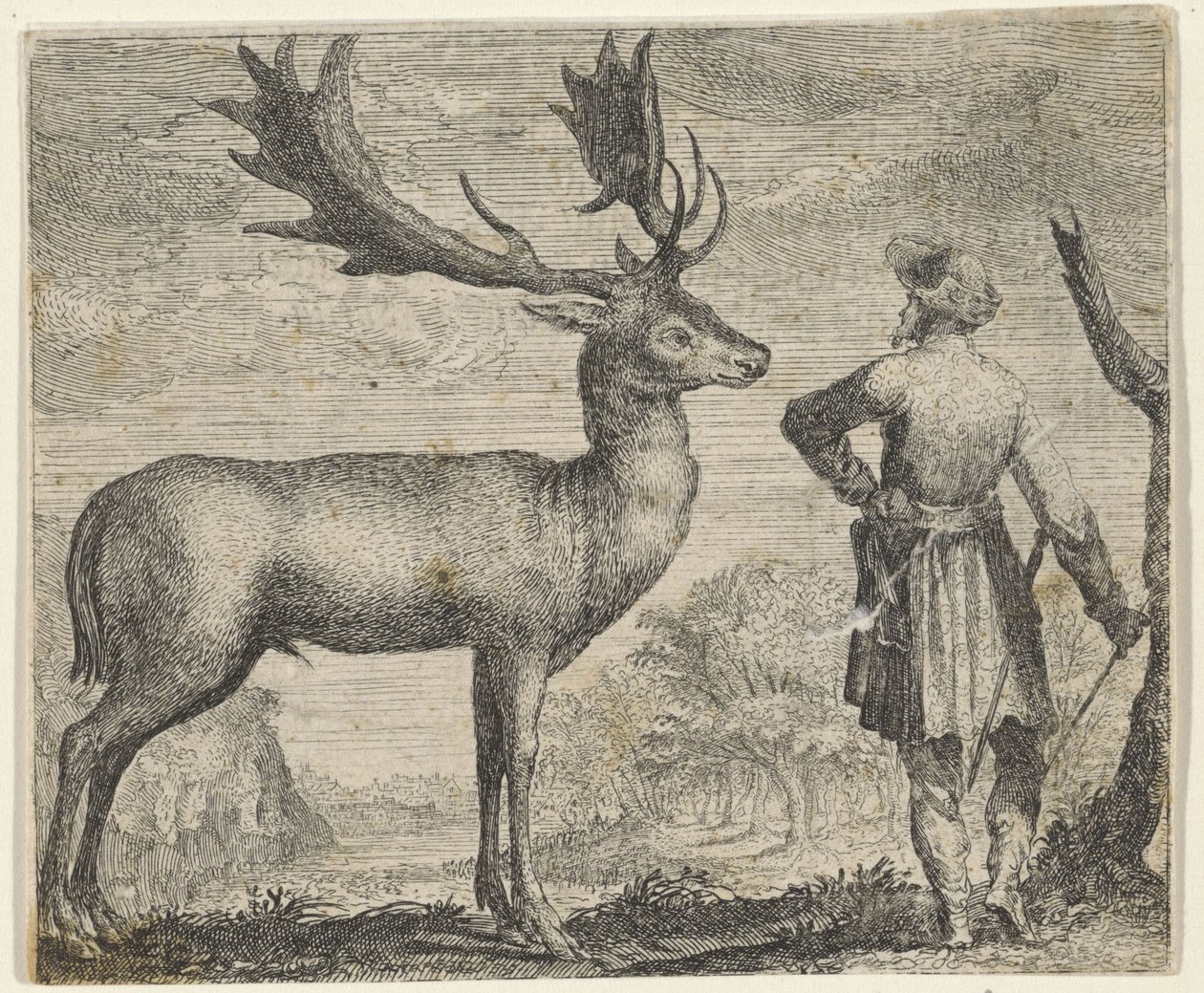 Fábula del alce y el hombre de Egidius  Sadeler (II)