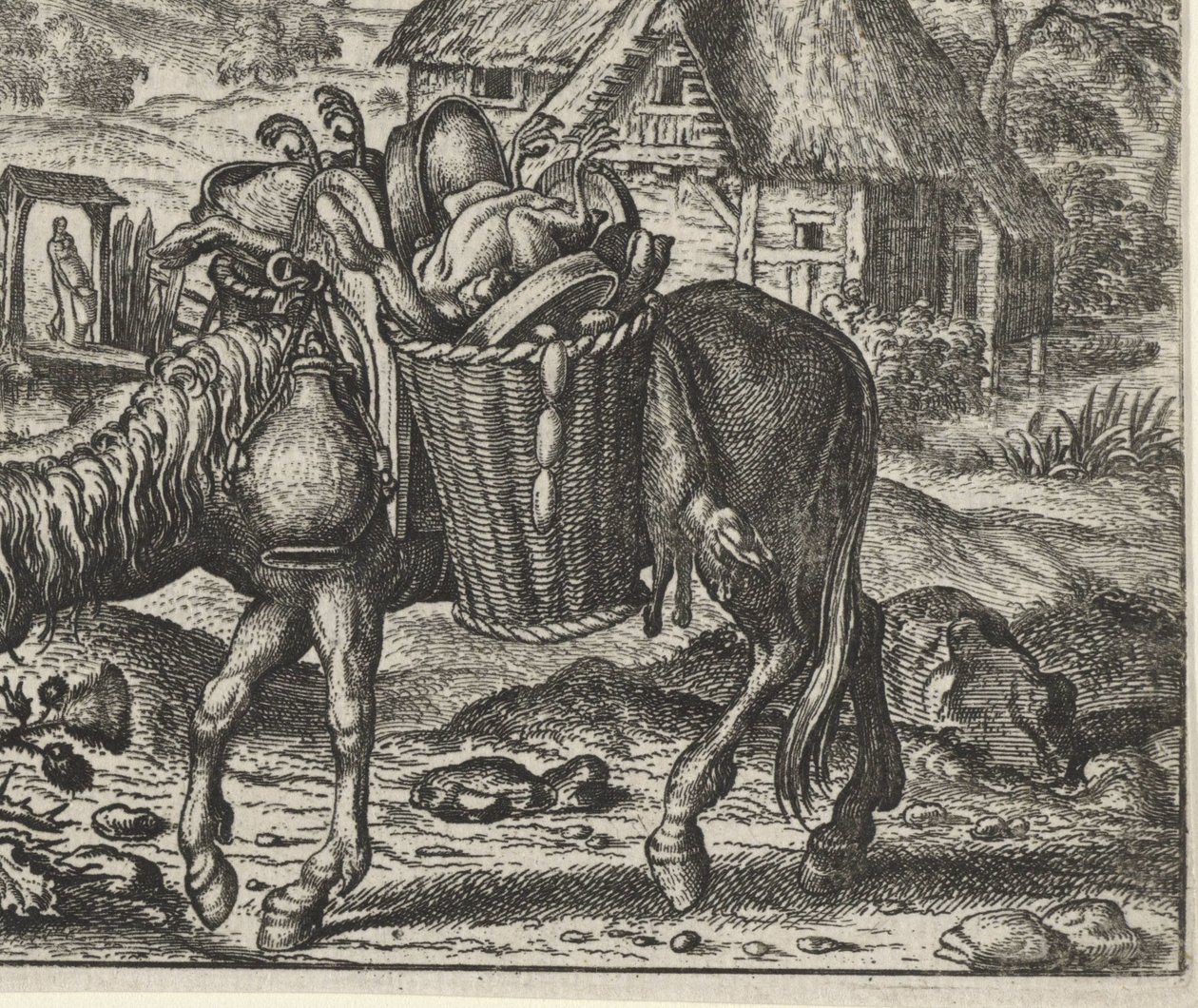 Fábula del burro cargado de manjares de Egidius  Sadeler (II)