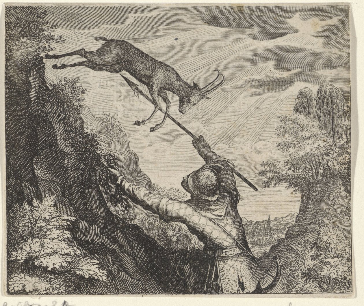 Fábula de la gamuza y el cazador de Egidius  Sadeler (II)