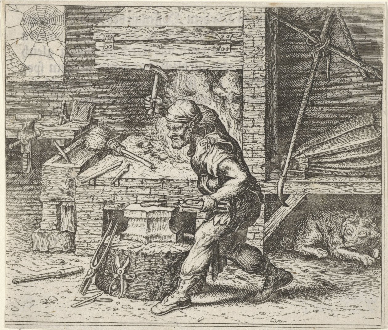 Fábula del herrero y el perro de Egidius  Sadeler (II)