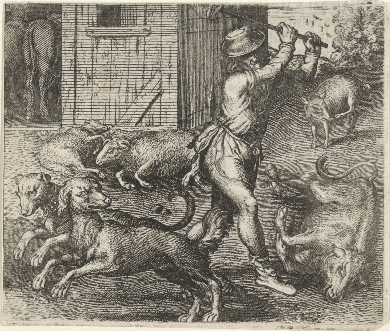 Fábula de un granjero y sus perros de Egidius  Sadeler (II)