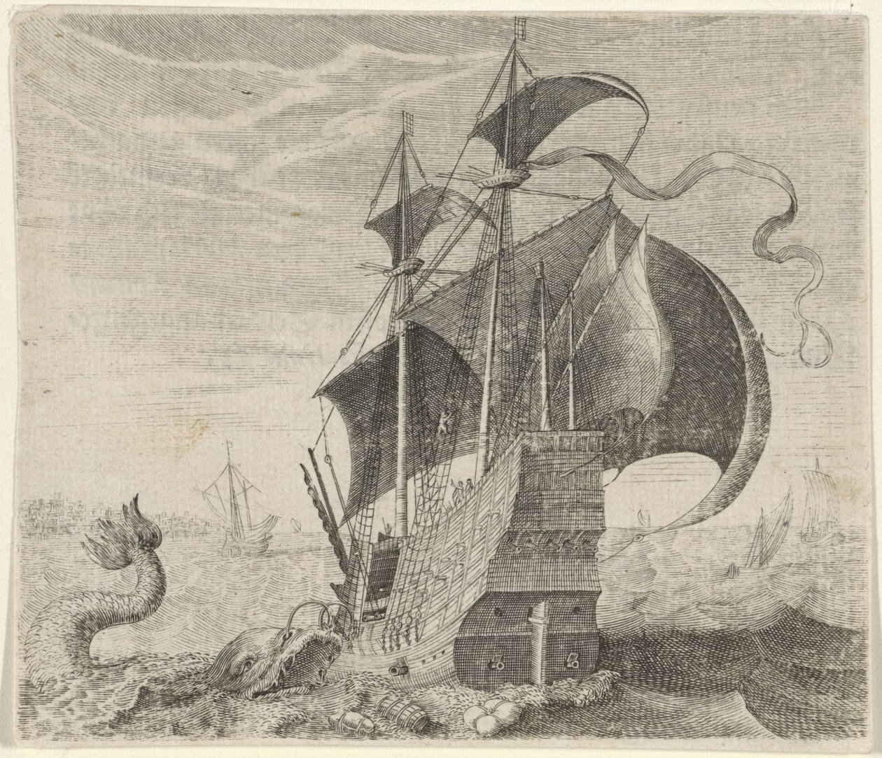 Fábula del barco y la ballena de Egidius  Sadeler (II)