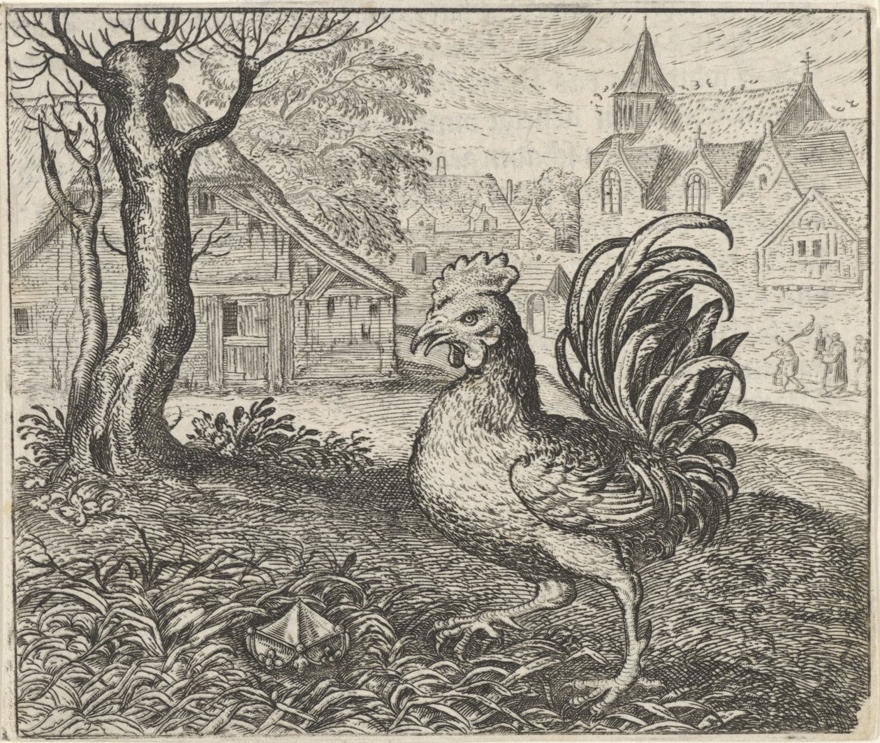 Fábula del gallo y el diamante de Egidius  Sadeler (II)