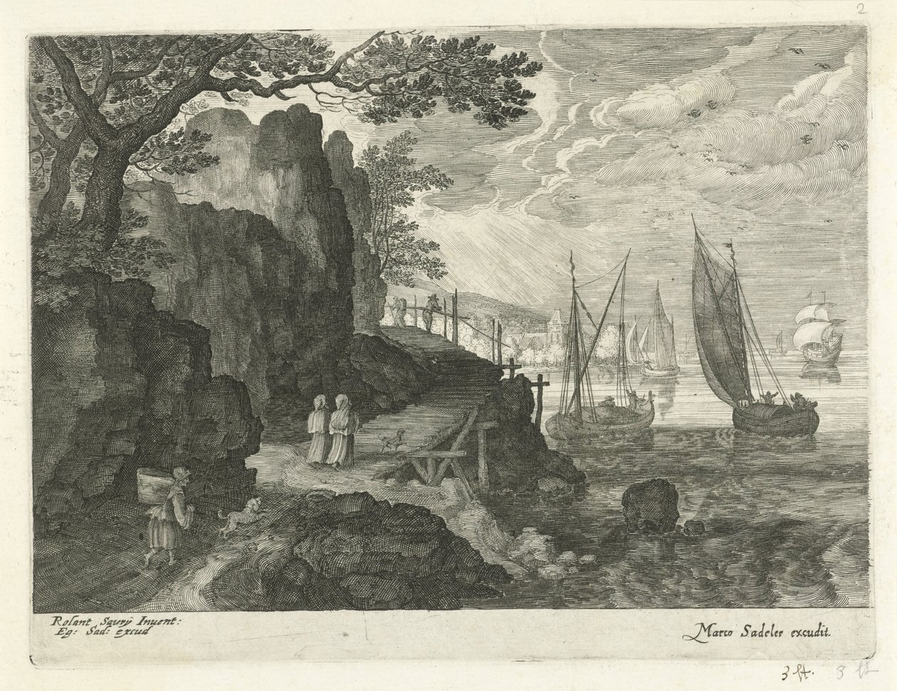 vista de un puerto Paisajes del Tirol (título de la serie) de Egidius  Sadeler (II)