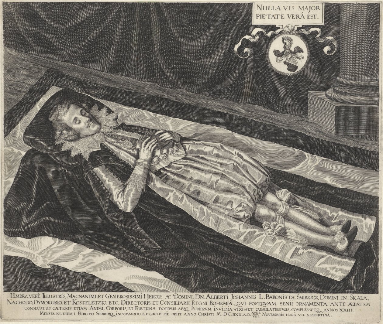 Retrato de Albert-Johannes, Baron van Smirzicz en su lecho de muerte de Egidius  Sadeler (II)