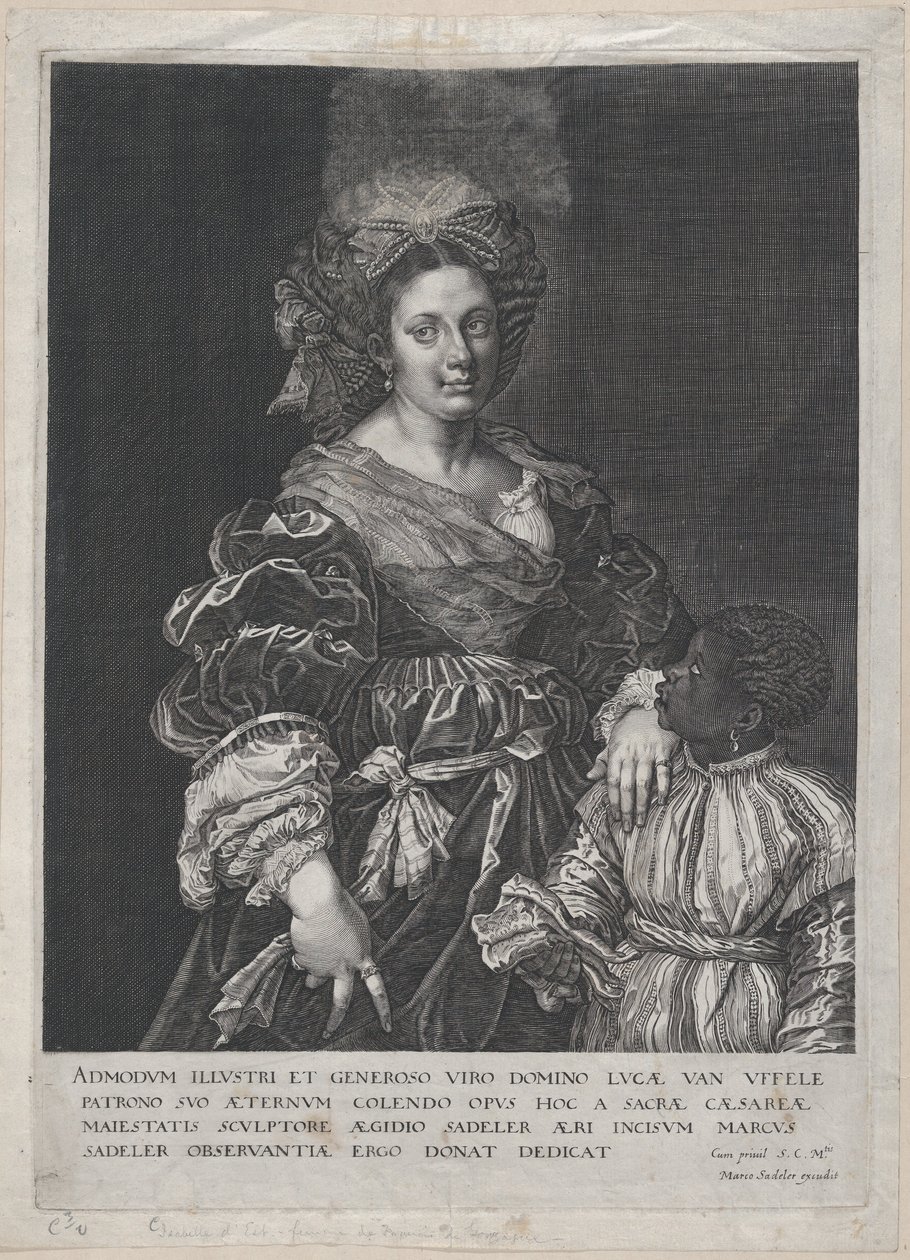 Laura Dianti con un paje negro, 1600-1627 de Aegidius Sadeler II