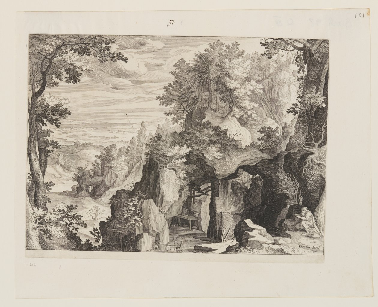 Paisaje montañoso con un ermitaño de Aegidius Sadeler II