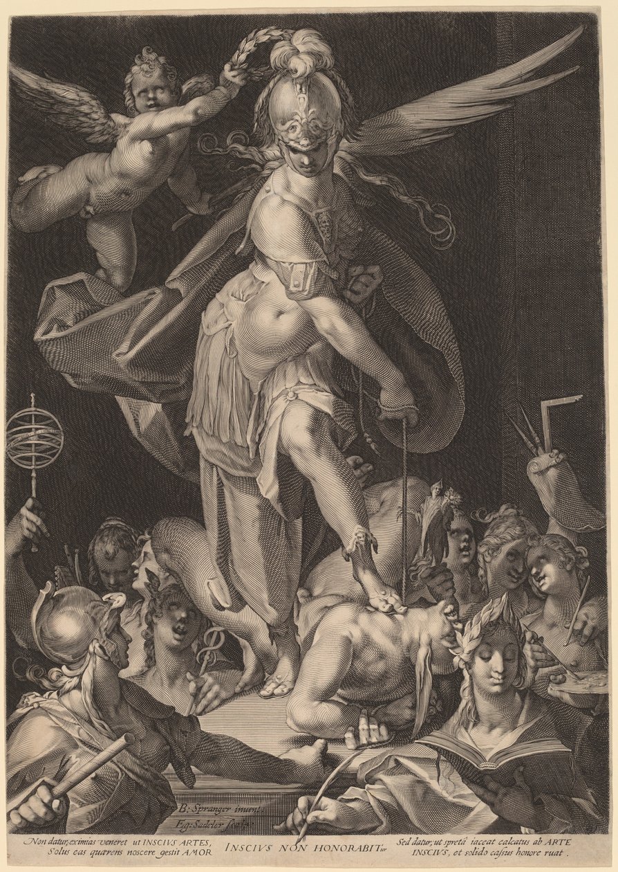 La sabiduría conquistando la ignorancia de Aegidius Sadeler II, after Bartholomaeus Spranger
