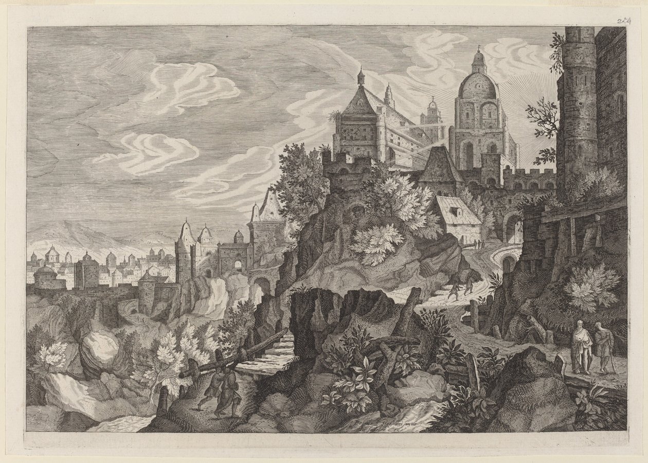 Paisaje rocoso en Bohemia de Aegidius Sadeler II after Pieter Stevens