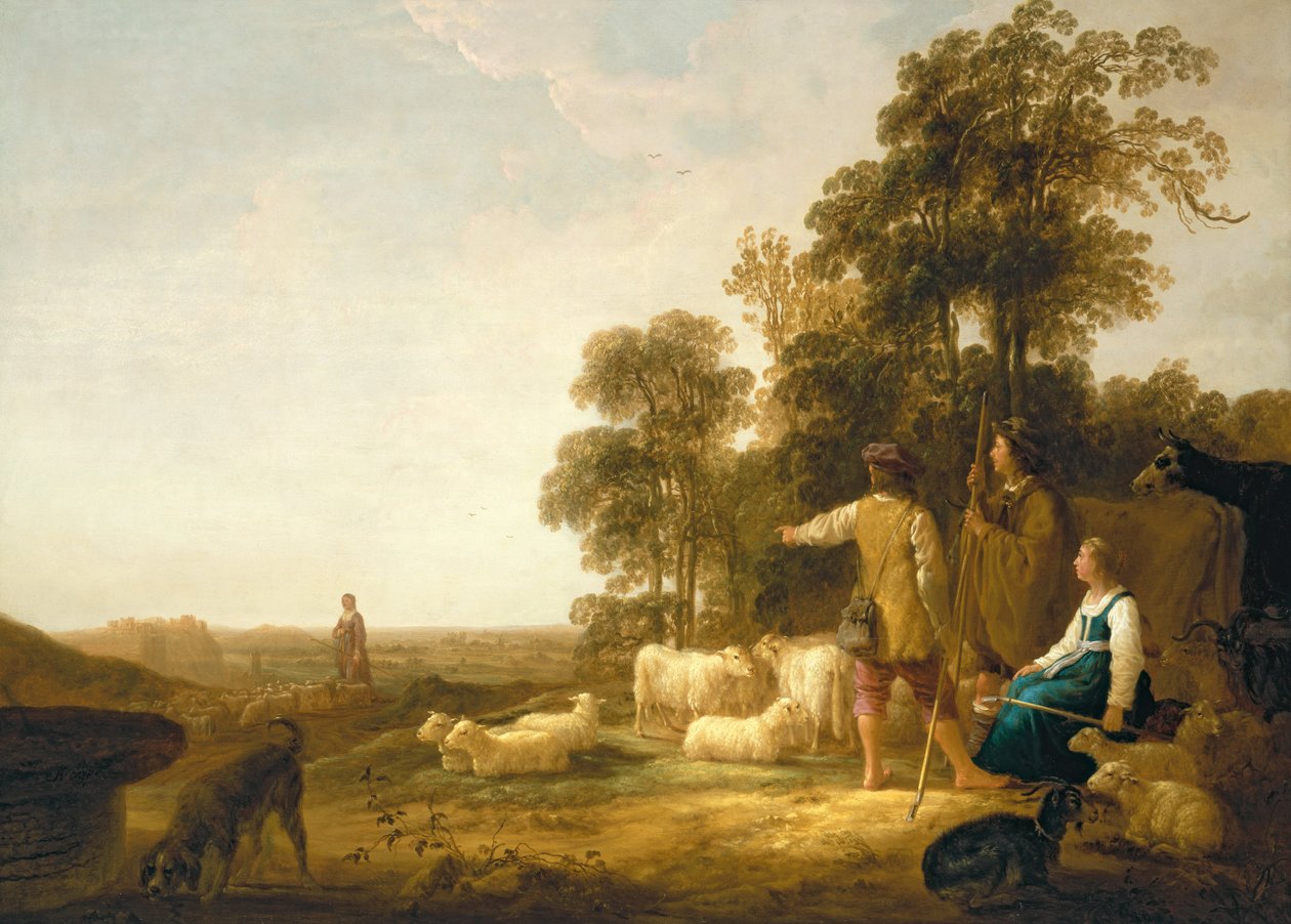 Un paisaje con pastores y pastoras de Aelbert Cuyp