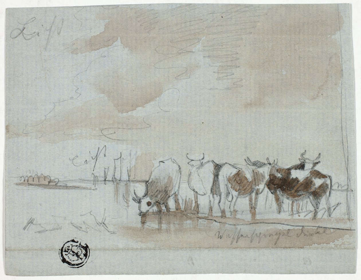 Ganado en el agua de Aelbert Cuyp