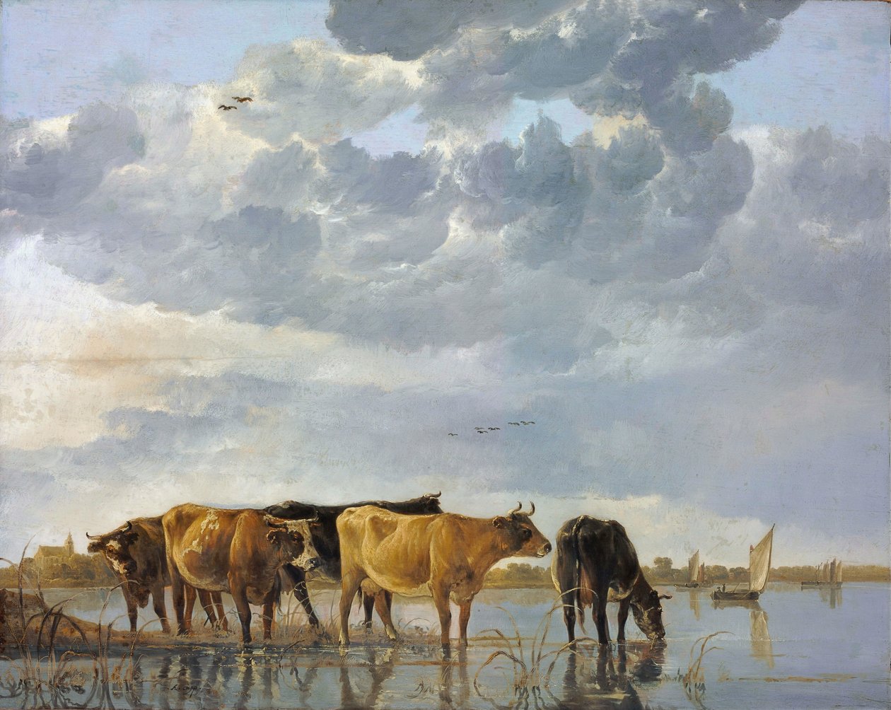 Ganado en el agua de Aelbert Cuyp