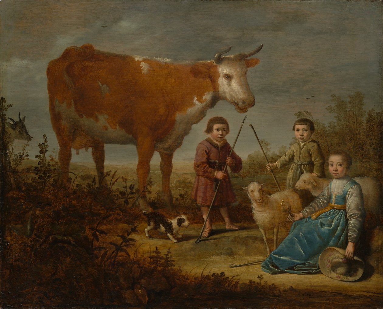 Niños y una Vaca de Aelbert Cuyp