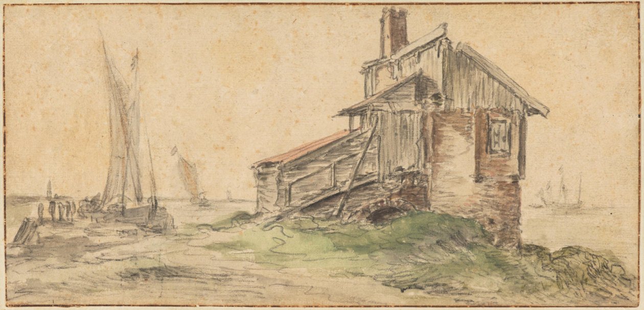 Un edificio junto al agua de Aelbert Cuyp