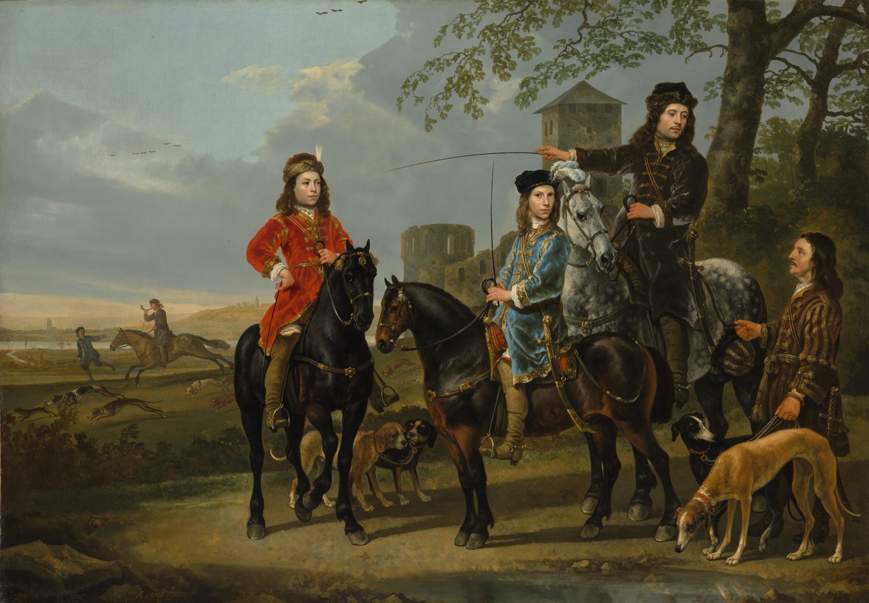 Retrato ecuestre de Cornelis 1639-1680 y Michiel Pompe van Meerdervoort, ca. 1652-53 de Aelbert Cuyp