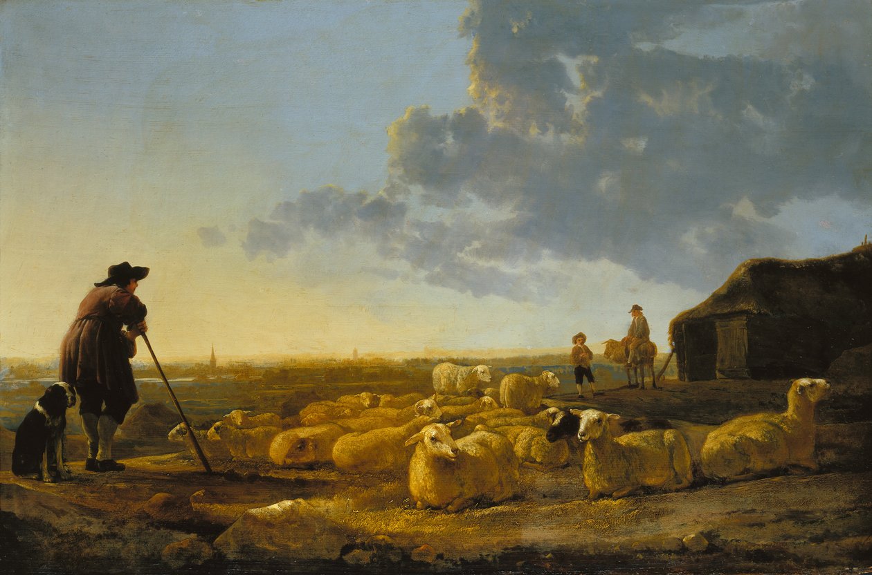 Rebaño de ovejas en el prado de Aelbert Cuyp