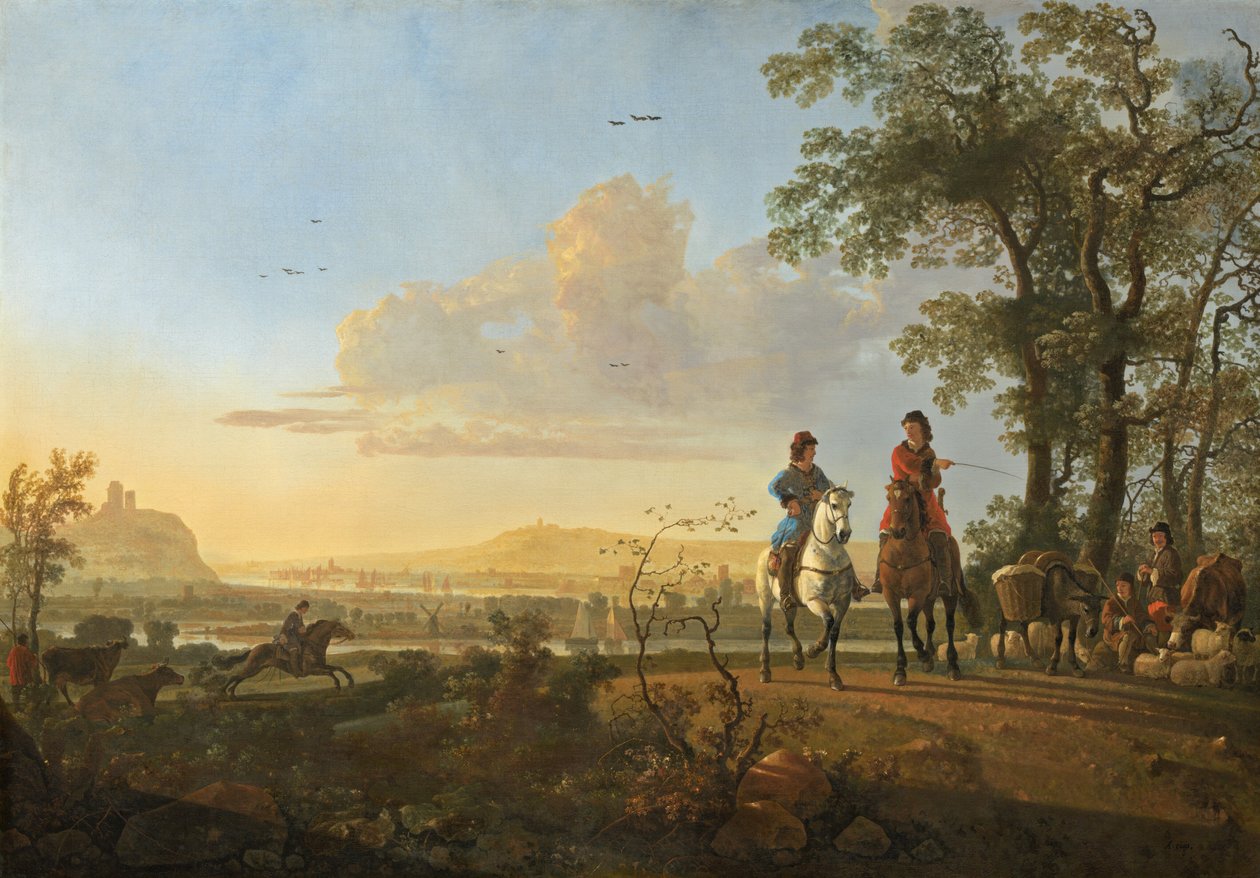 Jinetes y pastores con ganado de Aelbert Cuyp